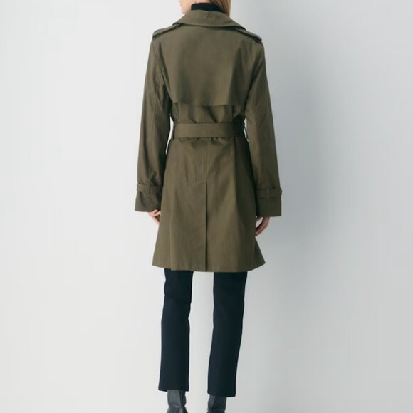 NWT Aritzia New The Finch Mid Trench Coat - City Twill Olive L - Picture 5 of 12